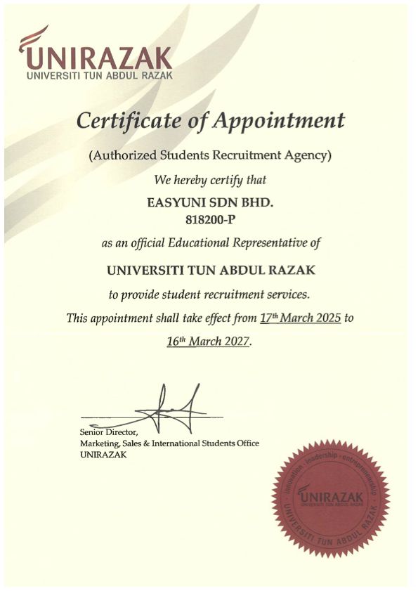 Unirazak's Partnership Certificate