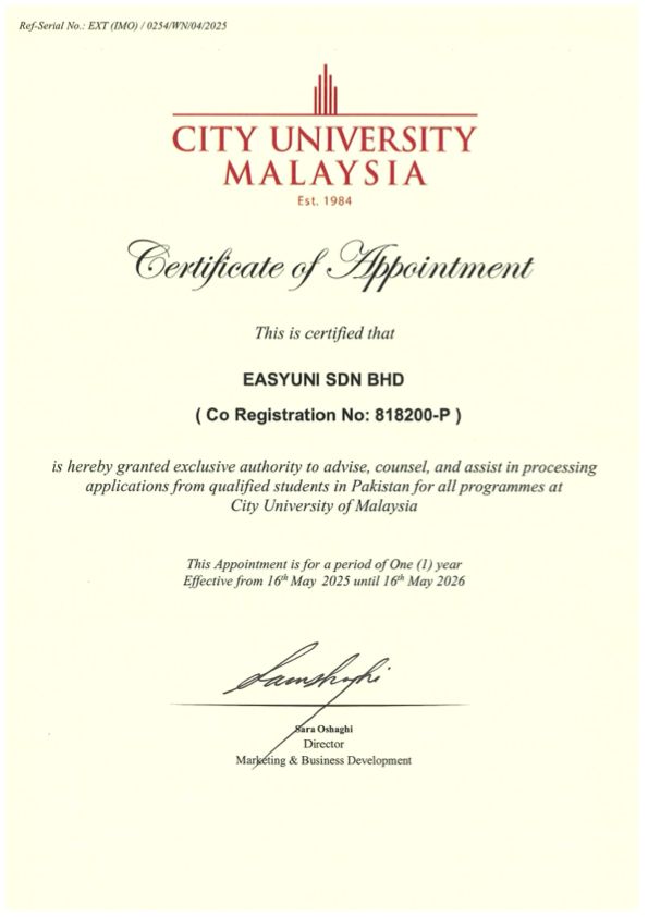 City University's Partnership Certificate
